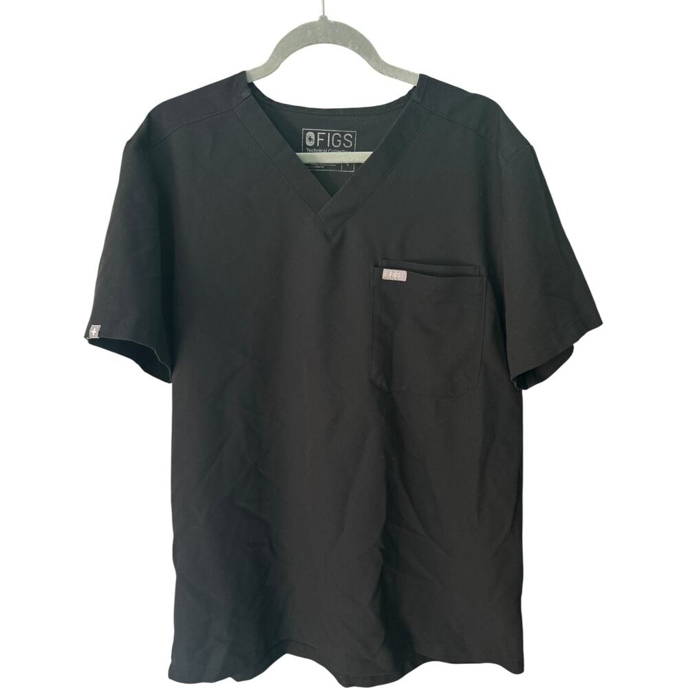 EUC Figs Leon Black Men’s 3 Pocket Scrub Top Size Large
